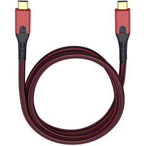 Oehlbach USB-kabel USB 3.2 Gen1 (USB 3.0 / USB 3.1 Gen1) USB-C stekker, USB-C stekker 1.00 m Rood/zwart Vergulde steekcontacten 9431