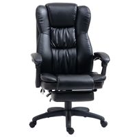 Vinsetto bureaustoel stoel directiestoel draaibare stoel met massagefunctie ligfunctie kunstleer schuim PP kunststof nylon zwart 68,5 x 68,5x119-127