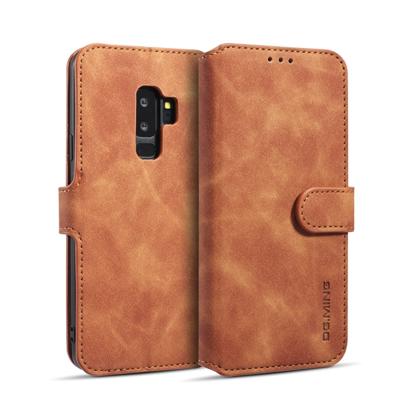 Dg. MING retro olie kant horizontale flip case met houder & kaartsleuven & portemonnee voor Galaxy S9 PLUS (bruin)
