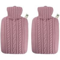 2x Luxe kruiken pastel roze 1.8 liter met gebreide hoes - thumbnail