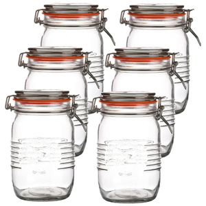 Voorraadpot/bewaarpot - 10x - 1L - glas - met beugelsluiting - D14 x H17 cm