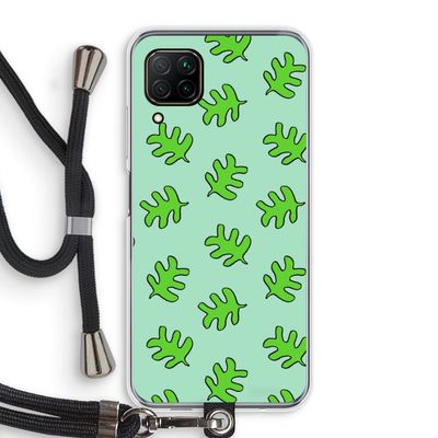 Groene blaadjes: Huawei P40 Lite Transparant Hoesje met koord