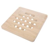 Pannenonderzetter - naturel - bamboe hout - 16 x 16 cm - hittebestendige onderzetter Pannenonderzetter - naturel - bamboe hout - 16 x 16 cm - hittebestendige onderzetter