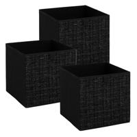 Opbergbox kastmand - 3x - zwart/tweed - 31 x 31 x 31 cm - opbergers Opbergbox kastmand - 3x - zwart/tweed - 31 x 31 x 31 cm - opbergers