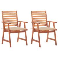 Tuinstoelen 2 st met kussens massief acaciahout