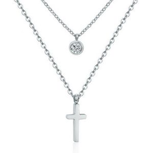 Cilla Jewels Gelaagde dames ketting Edelstaal Zilverkleurig Kruis
