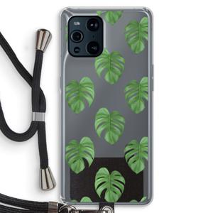 Monstera leaves: Oppo Find X3 Transparant Hoesje met koord