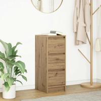 Dressoir 29,5x34x76 cm bewerkt hout artisanaal eikenkleur