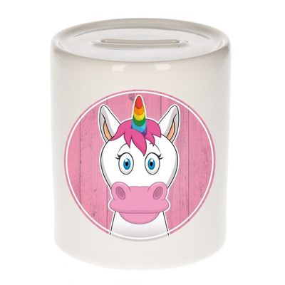Eenhoorns spaarpot voor kinderen 9 cm