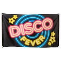 Gevelvlag met Disco Fever print - 90 x 150 cm - polyester - zwart - Seventies/Eighties