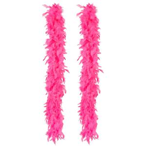 Carnaval verkleed boa met veren - 2x - roze - 180 cm - 50 gram - Glitter and Glamour