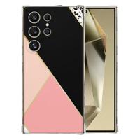 Samsung Galaxy S25 Ultra Hoesje - Zwart Roze Vormen TPU Antishock