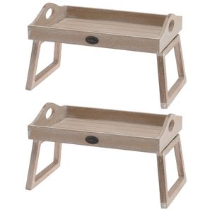 Set van 2x stuks bankleuning dienbladen bruin hout 30 x 20 cm   -