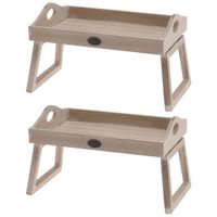 Set van 2x stuks bankleuning dienbladen bruin hout 30 x 20 cm   - - thumbnail