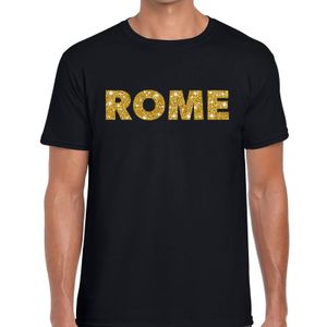 Rome gouden glitter tekst t-shirt zwart heren