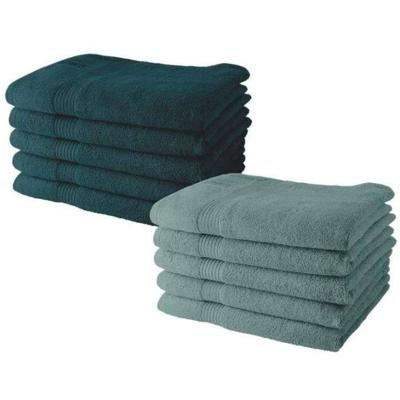 Set van 10 TODAY handdoeken 50x90 cm 100% katoen - 5 pauw + 5 celadon