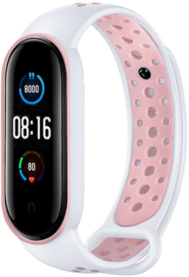 Xiaomi Mi 5/6 Dubbel Sport Band - Wit Lichtroze Xiaomi Mi 5/6 Dubbel Sport Band - Wit Lichtroze