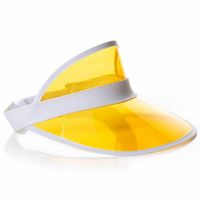 Jaren 80 transparante zonneklep - geel - Verkleedhoofddeksels - thumbnail
