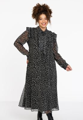 Yoek Jurk met strik LEONA | Grijs | Maat 58/60