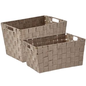 Kast/badkamer opbergmandjes set van 4x stuks beige in 2 formaten