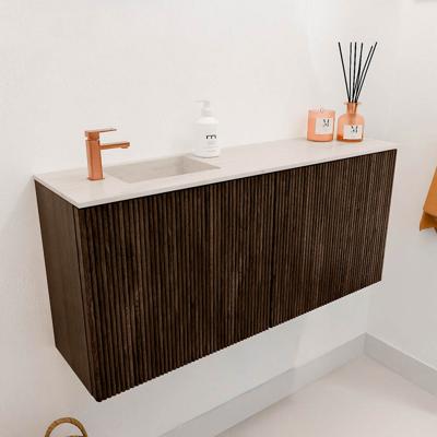 Toiletmeubel Mondiaz Joya Dlux | 90 cm | Meubelkleur Walnut | Faye wastafel Meli Wasbak Links | 1 kraangat