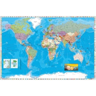 Poster wereldkaart 61 x 91 cm wanddecoratie