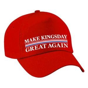 Koningsdag Verkleed feest pet - rood - Make Kingsday Great Again - volwassenen