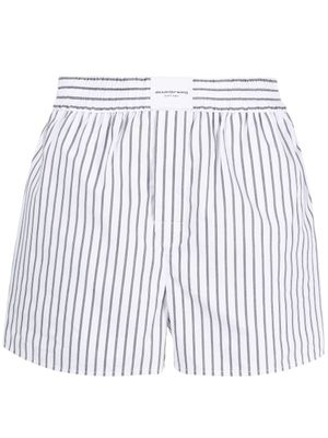 Alexander Wang short en popeline rayé à patch logo - Blanc