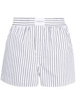 Alexander Wang logo-patch striped poplin shorts - Blanc