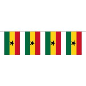 Landen vlaggenlijn Ghana - 300 cm - Ghanese slingers versiering - polyester stof