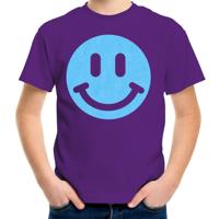 Verkleed T-shirt voor jongens - Smile Emoticon - paars - carnaval - feestkleding voor kinderen