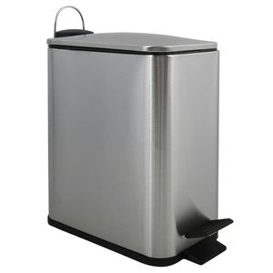 Spirella Pedaalemmer Paris - zilver - 5 liter - metaal - L28 x B14 x H29 cm - soft-close - toilet/badkamer   -