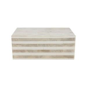 vtwonen Opbergbox met Deksel - Wit Gestreept - Hars - 25x15x10cm