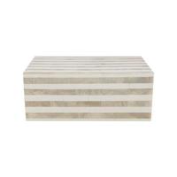 vtwonen Opbergbox met Deksel - Wit Gestreept - Hars - 25x15x10cm