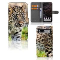 Google Pixel 7A | Telefoonhoesje | Met pasjeshouder | Baby Luipaard