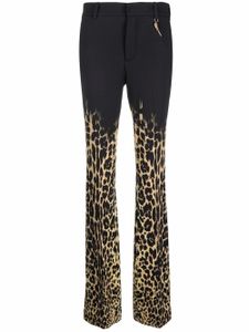 Roberto Cavalli pantalon évasé à imprimé léopard - Noir