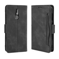 Portemonnee stijl huid gevoel kalf patroon lederen draagtas voor Nokia 3.2 met aparte kaartsleuf (zwart)