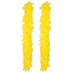 Carnaval verkleed boa met veren - 2x - geel - 180 cm - 80 gram - Glitter and Glamour