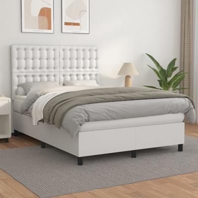 Boxspring met matras kunstleer wit 140x200 cm
