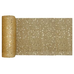 Tafelloper op rol - goud glitter - smal 18 x 500 cm - polyester