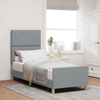 Bedframe met hoofdeinde Lichtgrijs 80 x 200 cm Stof