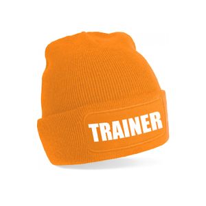 Bellatio Decorations Trainer muts volwassenen - oranje - trainer - beanie - one size - unisex One size  -