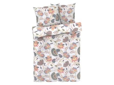 LIVARNO home Satijnen dekbedovertrek 200 x 200 cm (Bloemen/wit)
