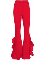 Cynthia Rowley pantalon évasé Astro à volants - Rouge