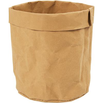 Creativ Company Faux leather opslagzak, h: 12 cm, d 11 cm, 350 gr, lichtbruin, 1 stuk
