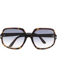 TOM FORD Eyewear lunettes de soleil à effet écaille de tortue - Marron