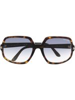 TOM FORD Eyewear lunettes de soleil à effet écaille de tortue - Marron