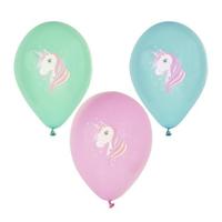 Eenhoorn thema print ballonnen 29 cm - 6x stuks - Unicorn kinder verjaardag thema - thumbnail