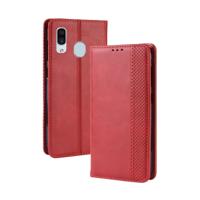 Magnetische Buckle retro Crazy Horse textuur horizontale Flip lederen case voor de Galaxy A20/A30 met houder & kaartsleuven & fotolijstjes (rood)
