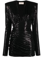 Alexandre Vauthier robe courte ornée de sequins à col v - Noir